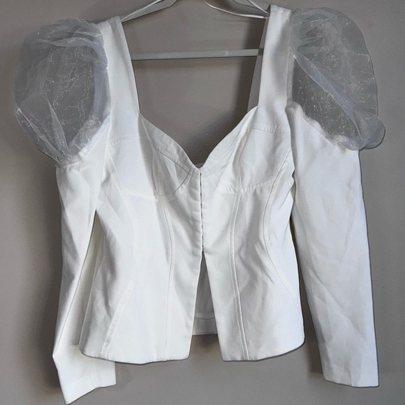 ASOS sheer puff sleeve corset hook and eye clasps long sleeve top size 10 fairy - Picture 1 of 8